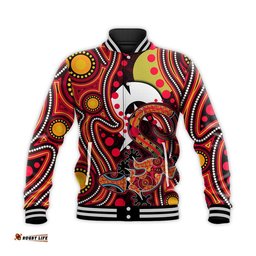 Custom Personalised NAIDOC Aboriginal Lizard Baseball Jacket Red Style