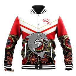 Custom Text And Number Dolphins Rugby Baseball Jacket Indigenous Dynamic Version