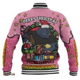 Penrith Panthers Christmas Custom Baseball Jacket - Merry Christmas Our Beloved Team With Aboriginal Dot Art Pattern V2 Baseball Jacket
