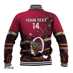 Personalised QLD Maroons Rugby Baseball Jacket Go Queensland Kangaroo Indigenous