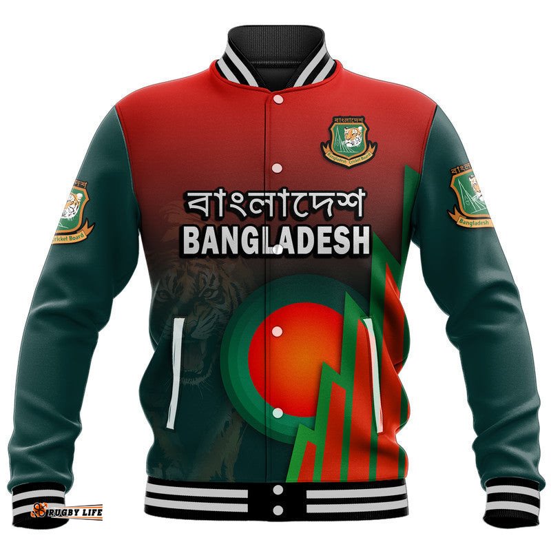 Bangladesh Bangla Tigers Cricket Baseball Jacket Tigers and Bangladesh Flag