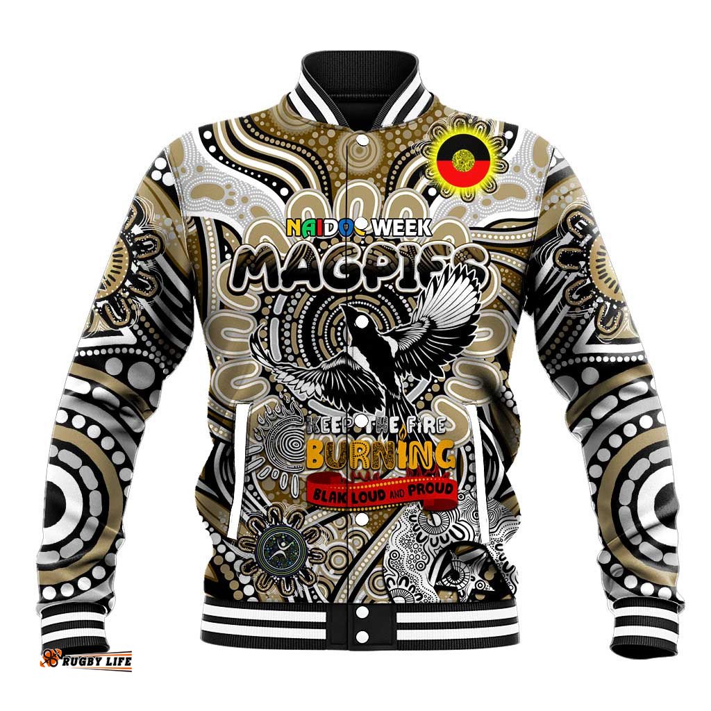 Custom Collingwood Magpies NAIDOC Week 2024 Baseball Jacket Mascot Football DT02