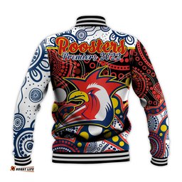 Roosters Rugby Baseball Jacket Easts 1908 Aboriginal Artsy Premiers