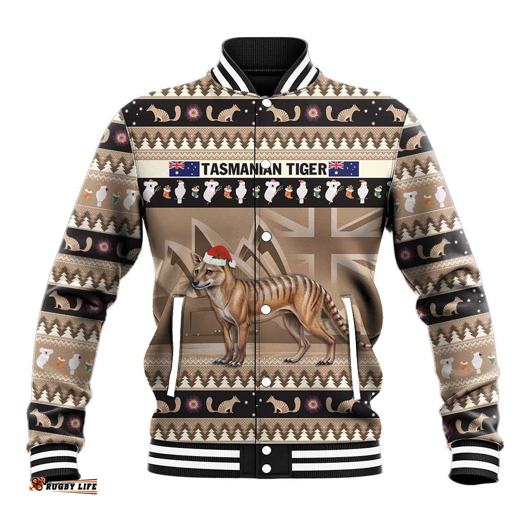 Aussie Tasmanian Tiger Baseball Jacket Merry Christmas