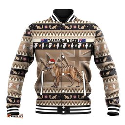 Aussie Tasmanian Tiger Baseball Jacket Merry Christmas