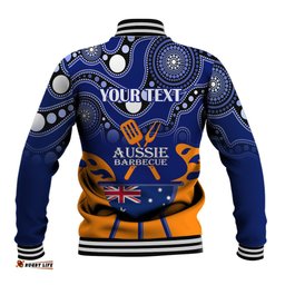 Personalised Australia Barbecue Baseball Jacket Aussie Lovers BBQ Indigenous Version