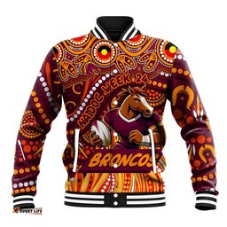 Custom Australia NAIDOC Week 2024 Baseball Jacket Brisbane Broncos Mascot Keep The Fire Burning DT02