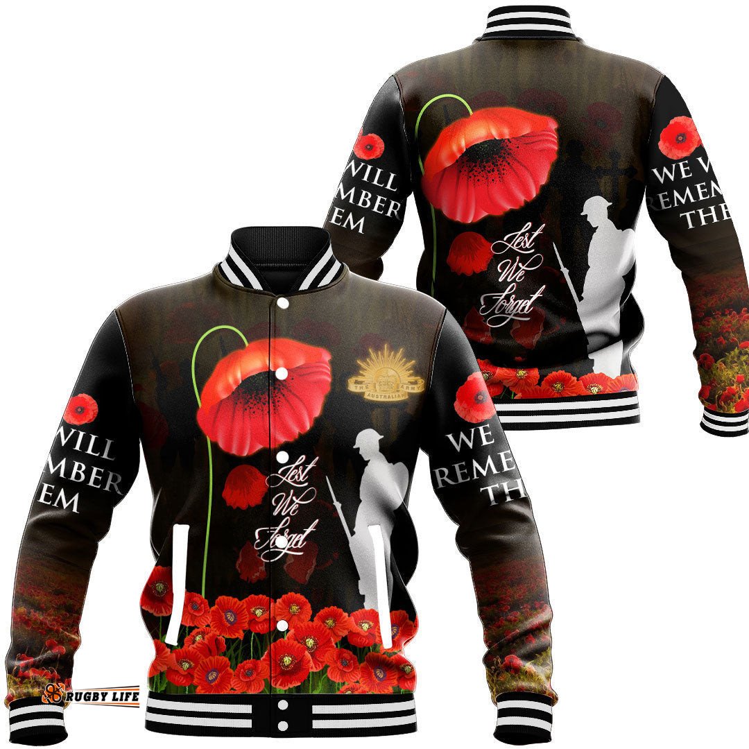 Vibe Hoodie Clothing - Lest We Forget The Army Australia Baseball Jacket