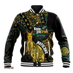 Australia Matildas Indigenous Baseball Jacket NAIDOC 2024 Keep The Fire Burning
