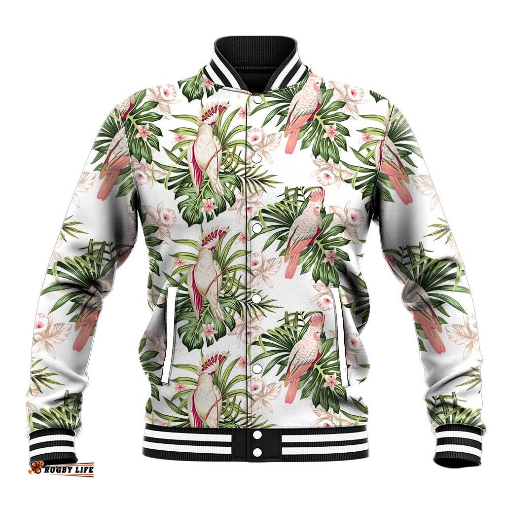 Australia Pink Cockatoo Baseball Jacket Aussie Orchids - Seamless Pattern
