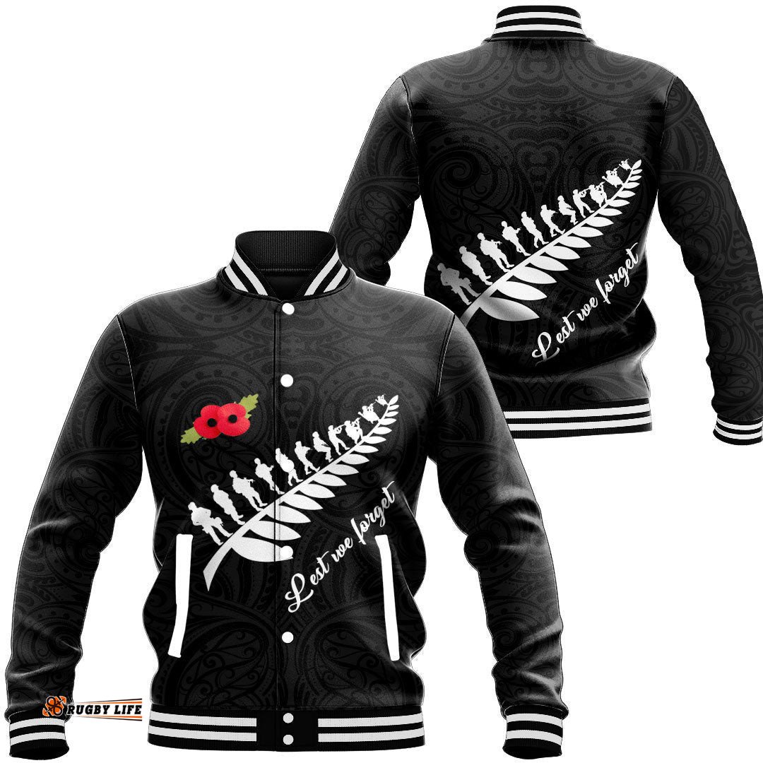 Vibe Hoodie Clothing - Anzac Fern Lest We Forget Baseball Jacket
