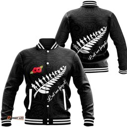 Vibe Hoodie Clothing - Anzac Fern Lest We Forget Baseball Jacket
