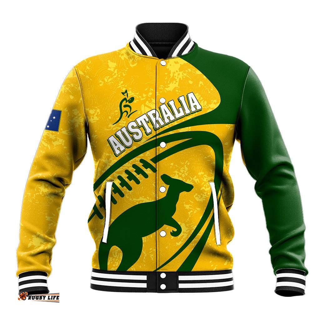 Personalised Aussie Wallabies Baseball Jacket Rugby World Cup Sporty Dynamic