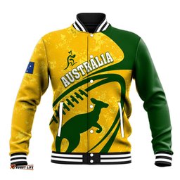 Personalised Aussie Wallabies Baseball Jacket Rugby World Cup Sporty Dynamic