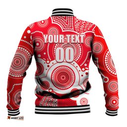 Custom Personalised And Number Swans AFL Baseball Jacket Aboriginal Patterns