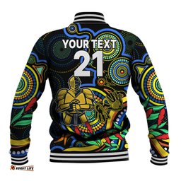 Custom Titans Rugby Aboriginal Art Baseball Jacket NAIDOC Indigenous Tribal