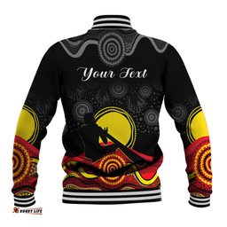 Custom Personalised Australian Indigenous Baseball Jacket Didgeridoo Man Circle Aboriginal Art
