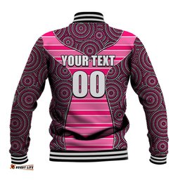 NRL - Panthers Baseball Jacket Mix Dot Aboriginal Pink Version