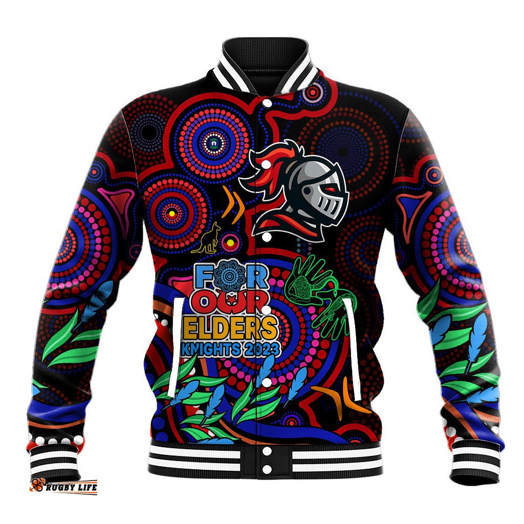 Knights Rugby Aboriginal Art Baseball Jacket NAIDOC Indigenous Tribal