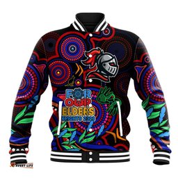 Knights Rugby Aboriginal Art Baseball Jacket NAIDOC Indigenous Tribal