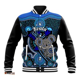 Personalised Australian Astrology Baseball Jacket Aboriginal Koala Zodiac Sign