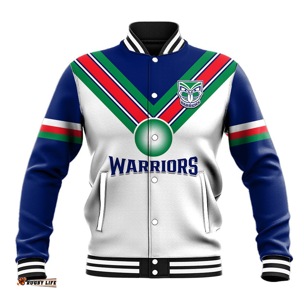 Warriors Rugby Baseball Jacket New Zealand Sporty White Style