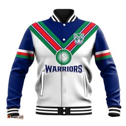 Warriors Rugby Baseball Jacket New Zealand Sporty White Style