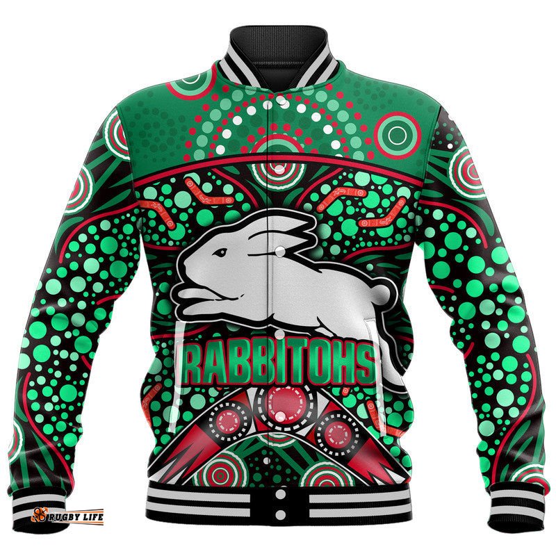 South Sydney Indigenous Rabbitohs Dot Art Style Baseball Jacket