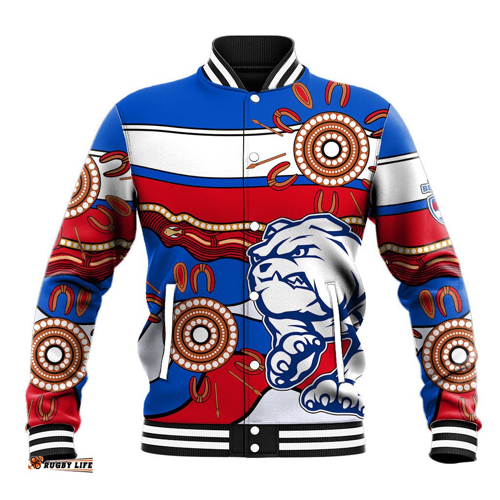 AFL Bulldogs Football Baseball Jacket Western Aboriginal Simple Style