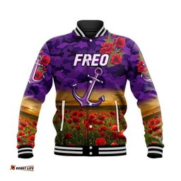 Custom Personalised Fremantle Dockers ANZAC Baseball Jacket Freo Poppy Vibes