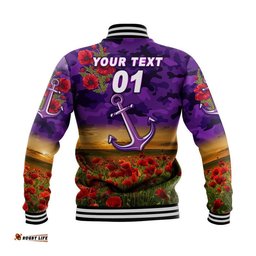 Custom Personalised Fremantle Dockers ANZAC Baseball Jacket Freo Poppy Vibes