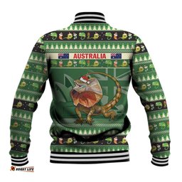Aussie Frilled Lizard Baseball Jacket Merry Christmas