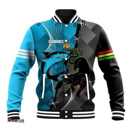 Custom NRL Panthers And Sharks Rugby 2024 Baseball Jacket Go Champions Dynamic Version
