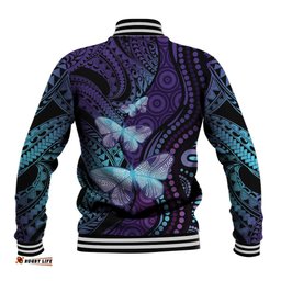 You Matter Suicide Prevention Awareness Baseball Jacket Butterfly Aboriginal Mix Polynesian Pattern