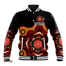 Custom Text And Number Australia Indigenous Rugby Baseball Jacket All Stars Aborigine Dreamtime Black Version