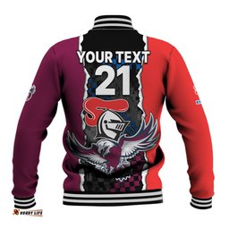 Custom Text And Number NRL Combine Knights Sea Eagles Baseball Jacket Sporty Style