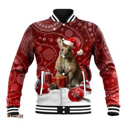 Australia Christmas Wallaby Baseball Jacket Aboriginal Art