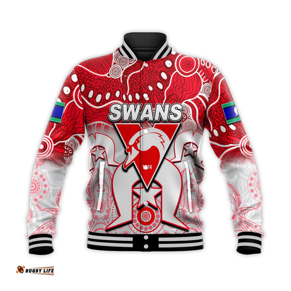 Custom Personalised Swans Australian Football ATorres Strait Islanders Mix Aboriginal Baseball Jacket