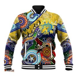 Personalised Eels NAIDOC Week 2024 Baseball Jacket Australia Aboriginal Dot Painting DT02