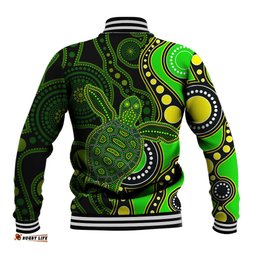 Aboriginal Turtle Baseball Jacket Green Style