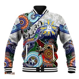 Custom NAIDOC Week 2024 North Melbourne Kangaroos Baseball Jacket Australia Aboriginal Dot Painting DT02