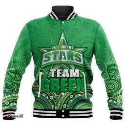 Melbourne Team Green Indigenous Aboriginal Stars Arts Baseball Jacket
