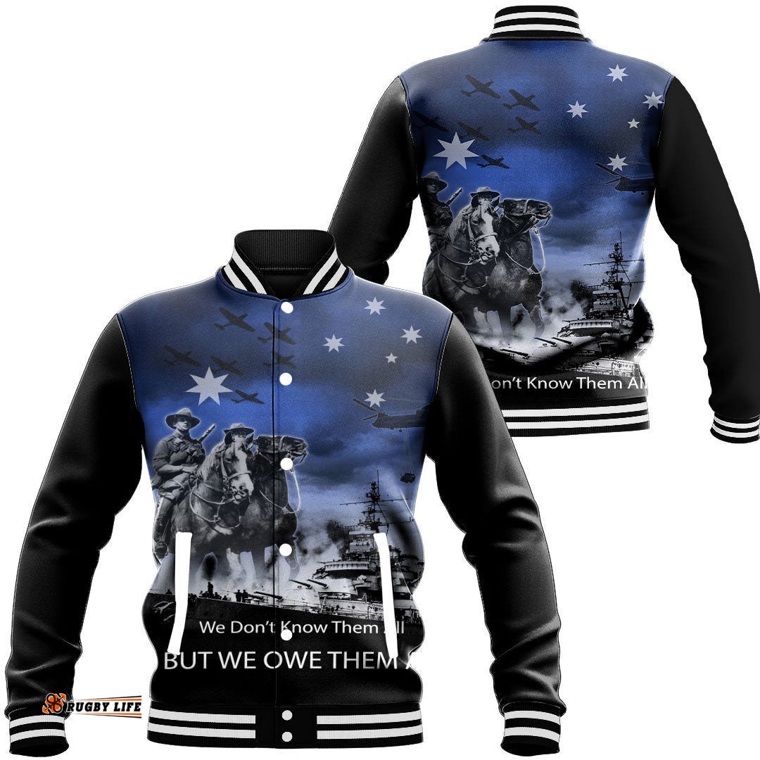 Vibe Hoodie Clothing - Anzac Day Australia Light Horse Baseball Jacket