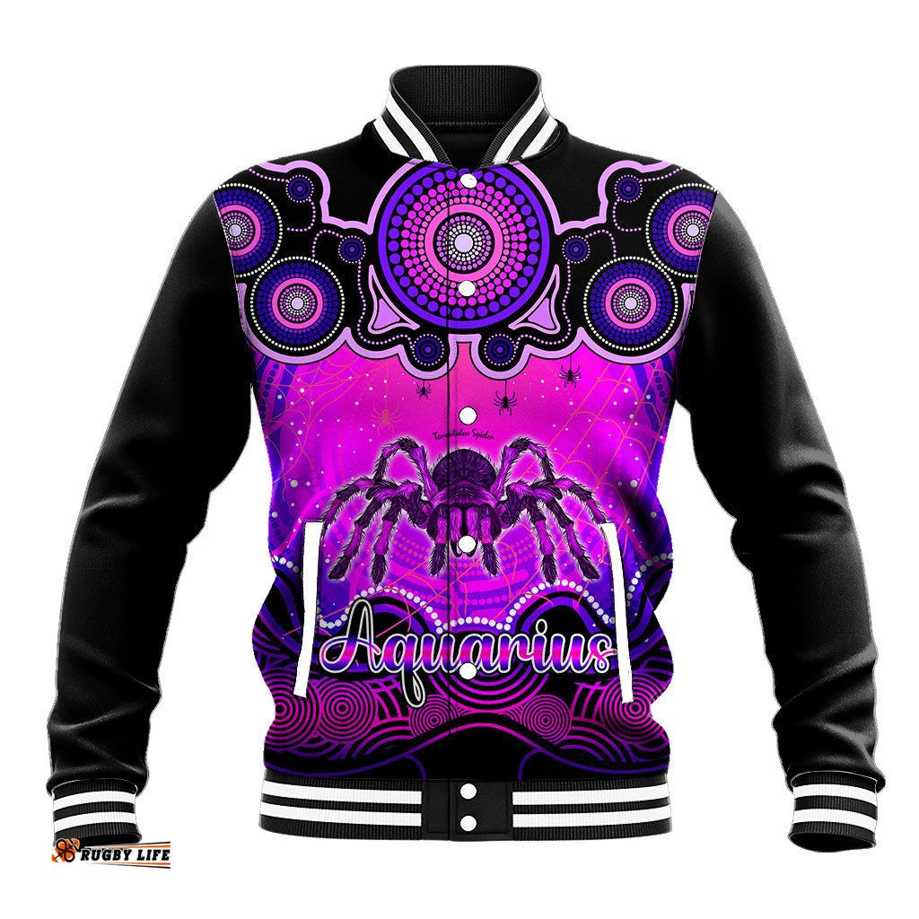Personalised Australia Scorpio Tarantulas Spider Zodiac Baseball Jacket Auz Astrology Aboriginal - Magenta
