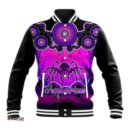 Personalised Australia Scorpio Tarantulas Spider Zodiac Baseball Jacket Auz Astrology Aboriginal - Magenta