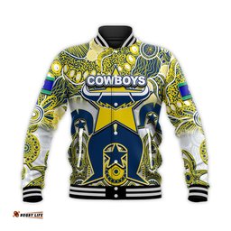 Custom Personalised Cowboys Torres Strait Islanders Mix Aboriginal Baseball Jacket