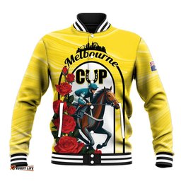 Personalised Melbourne Horse Racing Baseball Jacket The Race That Stops The Nation