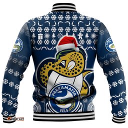 Parramatta Eels Christmas Vibe With Aboriginal Dot Panting Style Baseball Jacket
