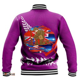 Vibe Hoodie Clothing - New Zealand Anzac Red Poopy Purple Baseball Jacket