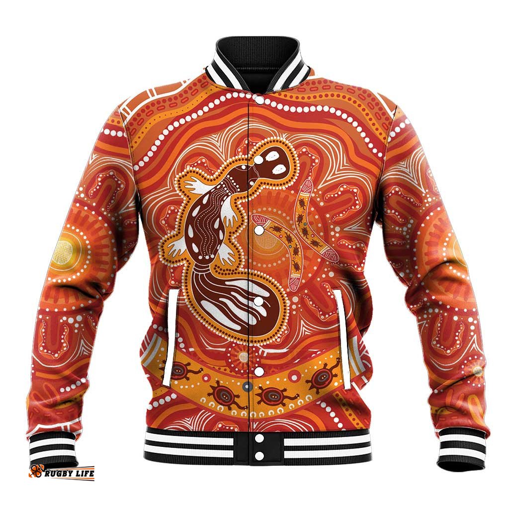 Aboriginal Goanna Art Baseball Jacket Native Australian Animals